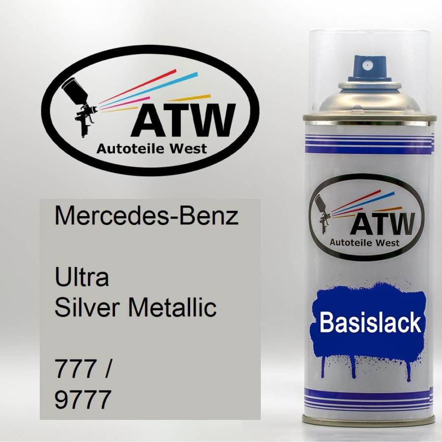 Mercedes-Benz, Ultra Silver Metallic, 777 / 9777: 400ml Sprühdose, von ATW Autoteile West.